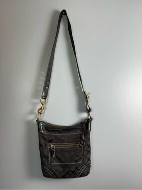 Coach Leather Black Signature Logo Crossbody Bag E065-10402
